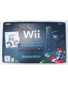 Console Wii noire en boîte + Mario Kart + Volant